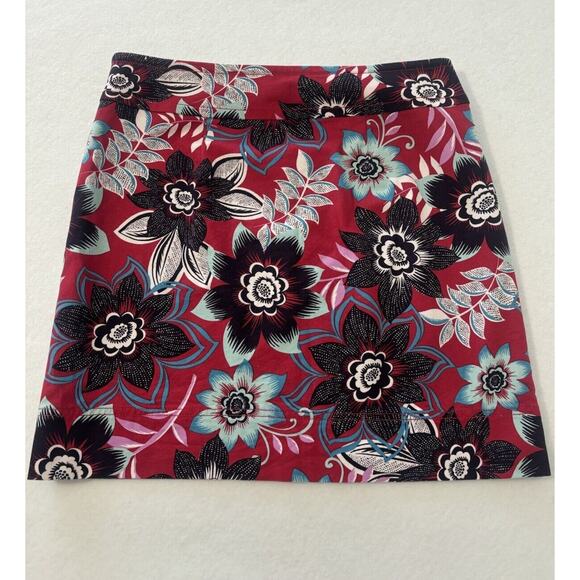 Talbots Petites 10P Red Multicolor Floral Lined Pencil Career Casual Skirt‎ - Picture 2 of 8